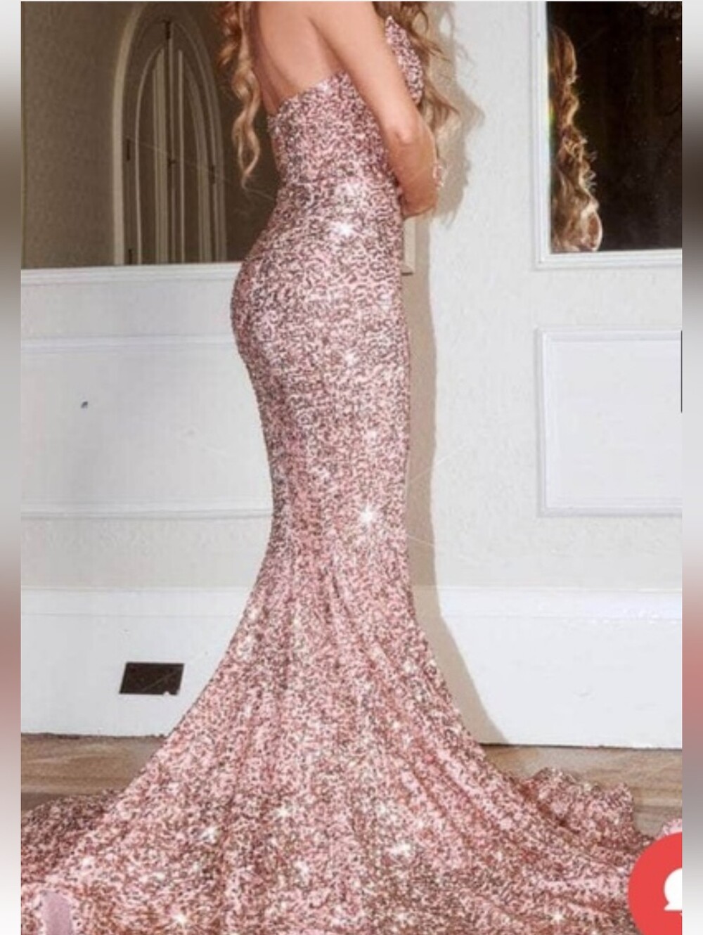 Portia and Scarlett Rose Gold Sequin Strapless Mermaid Gown size 12 New with tag - Picture 2 of 14